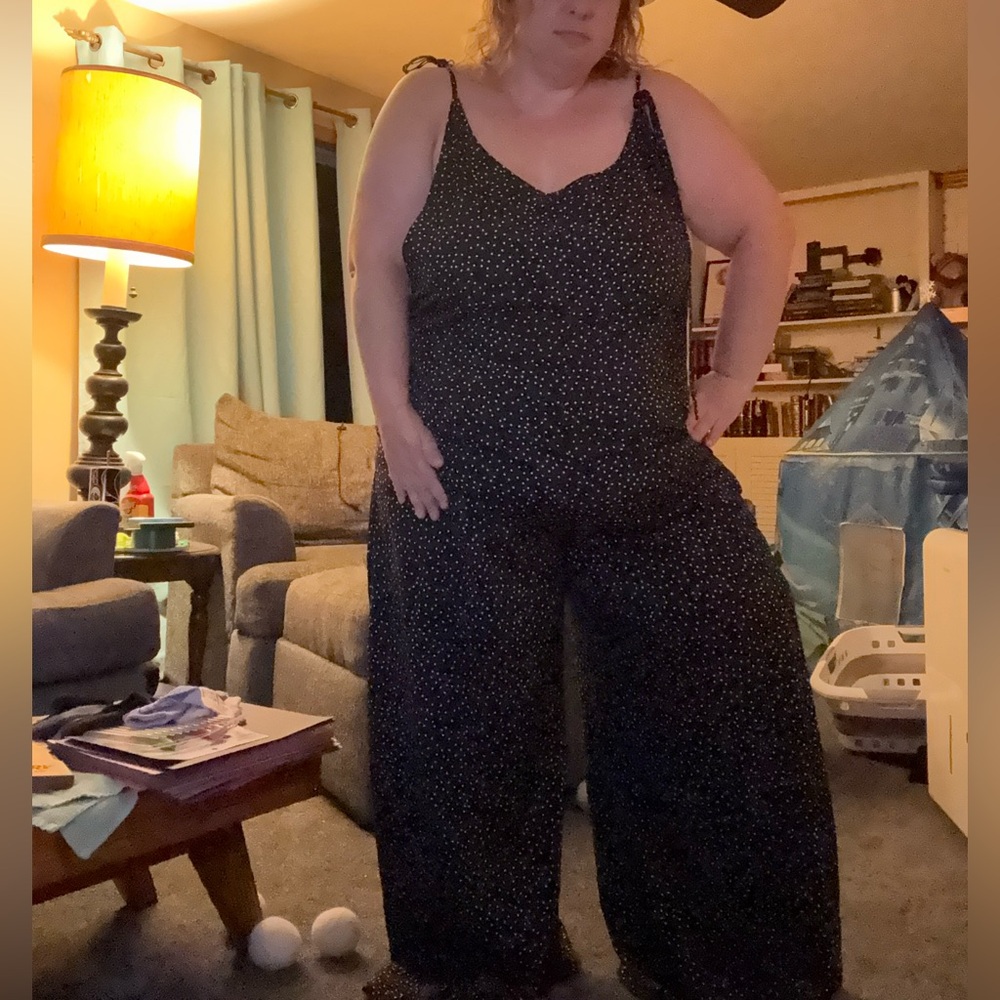 Women's Black Polka Dot Jumpsuit 2X